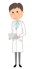 Obraz premium 白衣の男性 ノートPC