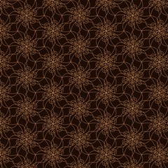 Geometric contour pattern on brown background. Hand drawn organic abstract background. Coffee color	