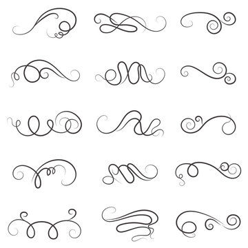 vector illustration set of border calligraphic and dividers decorative design elements