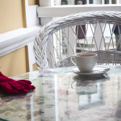 one cup of morning tea on the table