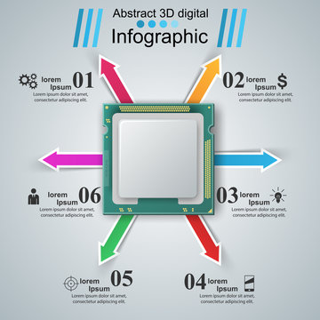 Computer chip. Business infographic Vector eps 10