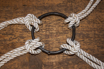 Four ropes bonded to a circle of steal