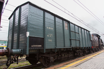 Cremona - November 12, 2017: Historical steam train from Milan to Cremona arriving at the station. Cremona, Italy.