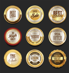 Golden sale frame badge and label vector collection