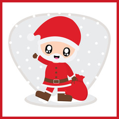 Cute Santa Claus on snow fall background vector cartoon illustration for Christmas card design, wallpaper and greeting card 
