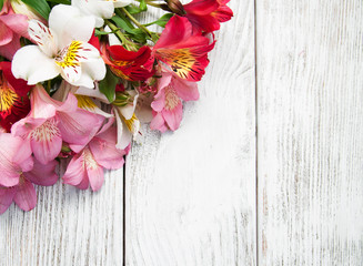alstroemeria flowers on a table
