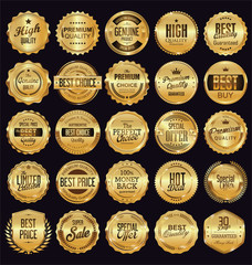 Golden sale frame badge and label vector collection