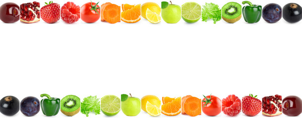 Collage of color fruits and vegetables