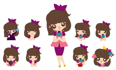 Reporter girl cartoon vector
