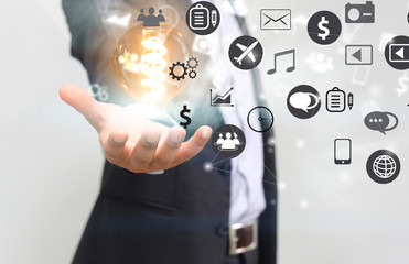 Hand holding light bulb,idea concept