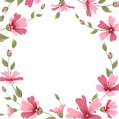 Gypsophila babys breath pink red purple flowers border frame template. Colorful foliage inflorescence garland wreath on white background. Vector design illustration.