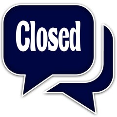 CLOSED on blue dialogue bubbles. Isolated on white background.