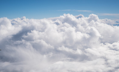 blue sky with the clouds from the plane view