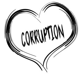 Sketched black heart with CORRUPTION text.