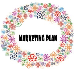 MARKETING PLAN in floral frame.