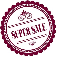 Purple stamp with SUPER SALE .