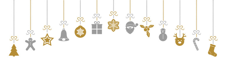 Panoramic header with Christmas decorations. Vector.