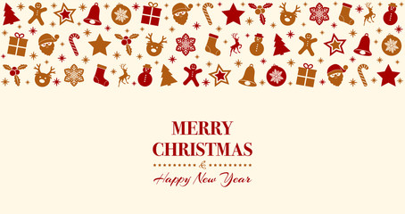 Merry Christmas - greeting with decoration. Vector.