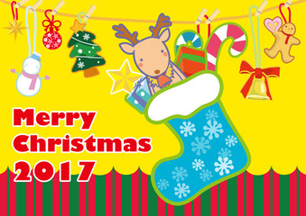クリスマス トナカイとくつ下〈イエロー〉