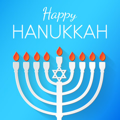 Happy Hanukkah - card with greetings. Vector.