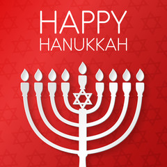 Happy Hanukkah - card with greetings. Vector.
