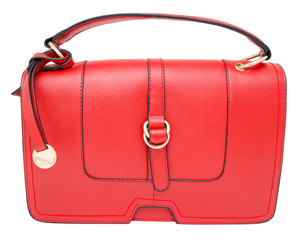red ladies handbag, isolated