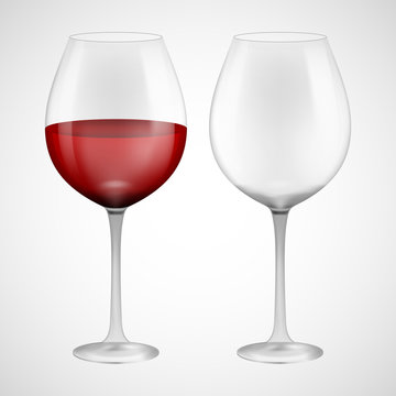 Wineglass with red wine. Illustration isolated on background