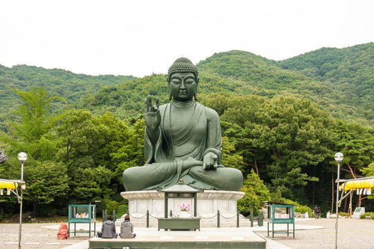 Large bronze Buddha statue of Cheonan Gakwonsa temple.