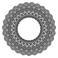 Hand drawn element. Vector black and white illustration. Mandala style.