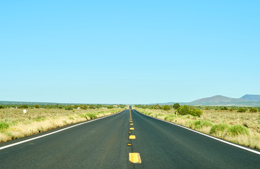 Straight long road in USA