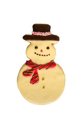 Festive Christmas Cookie and New Year in the shape of a snowman isolated on white background