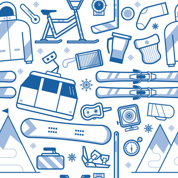 Ski Resort Seamless Pattern