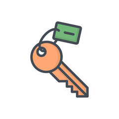 Hotel service colored icon room key tag