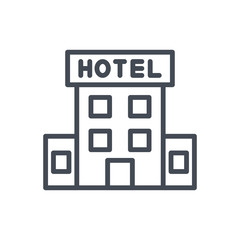 Hotel service line icon building sign