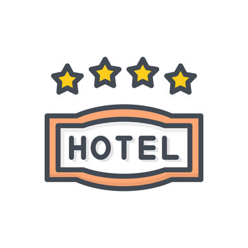 Hotel service colored icon 4star sign