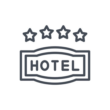 Hotel service line icon 4star sign