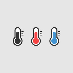 Thermometer icons. Set of flat flasks signs