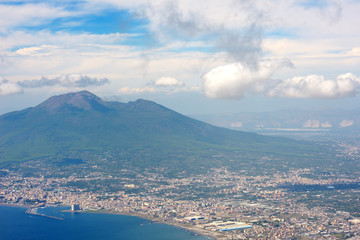 Gulf of Naples and Vesuvius panoramic view from Faito mountain