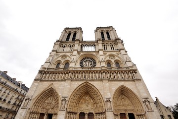 Fototapeta na wymiar Notre Dame cathedral facade, Paris, France