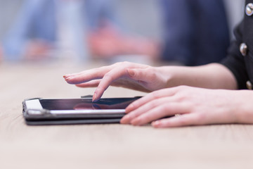Businesswoman using tablet