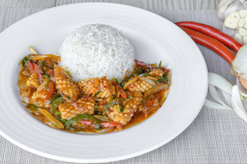 Squid cook with thai cilli paste