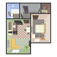 Architectural Color Floor Plan. Bedrooms Apartment