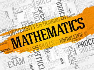 Mathematics word cloud collage, education concept background