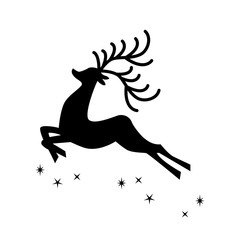 Reindeer. Vector xmas drawing of funny reindeer. Christmas card illustration.