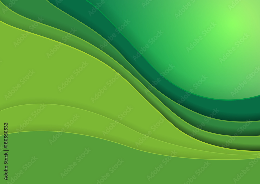 Poster green abstract paper carve background.paper art style of nature template concept design.vector illus