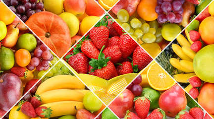 Collection fresh fruits background.