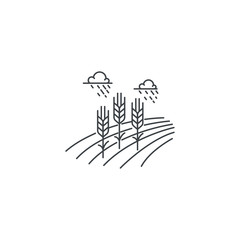 Farm wheat line icon. Outline illustration of wheat field vector linear design isolated on white background. Farm logo template, element for agriculture business, line icon object.