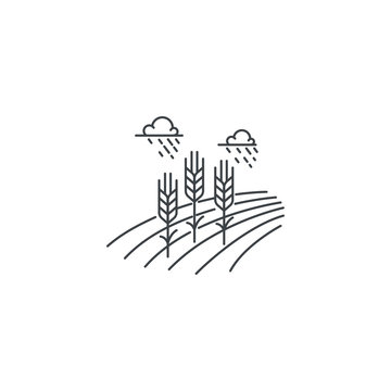 recommend clip art: Farm wheat line icon. Outline illustration of wheat field vector linear design isolated on white background. Farm logo template, element for agriculture business, line icon object.