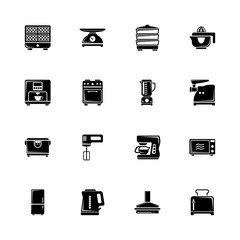 Kitchen icons - Expand to any size - Change to any colour. Flat Vector Icons - Black Illustration on White Background.