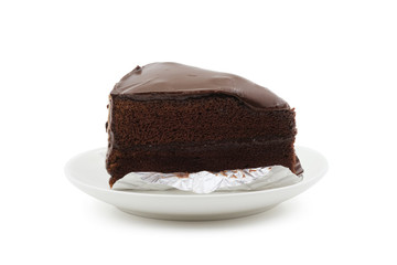 Chocolate cake isolated on white background